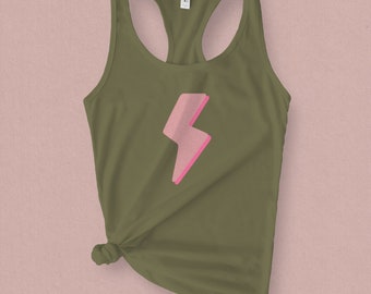 Retro Lightning Bolt Graphic Tank Top for Women, Strong Women Tank