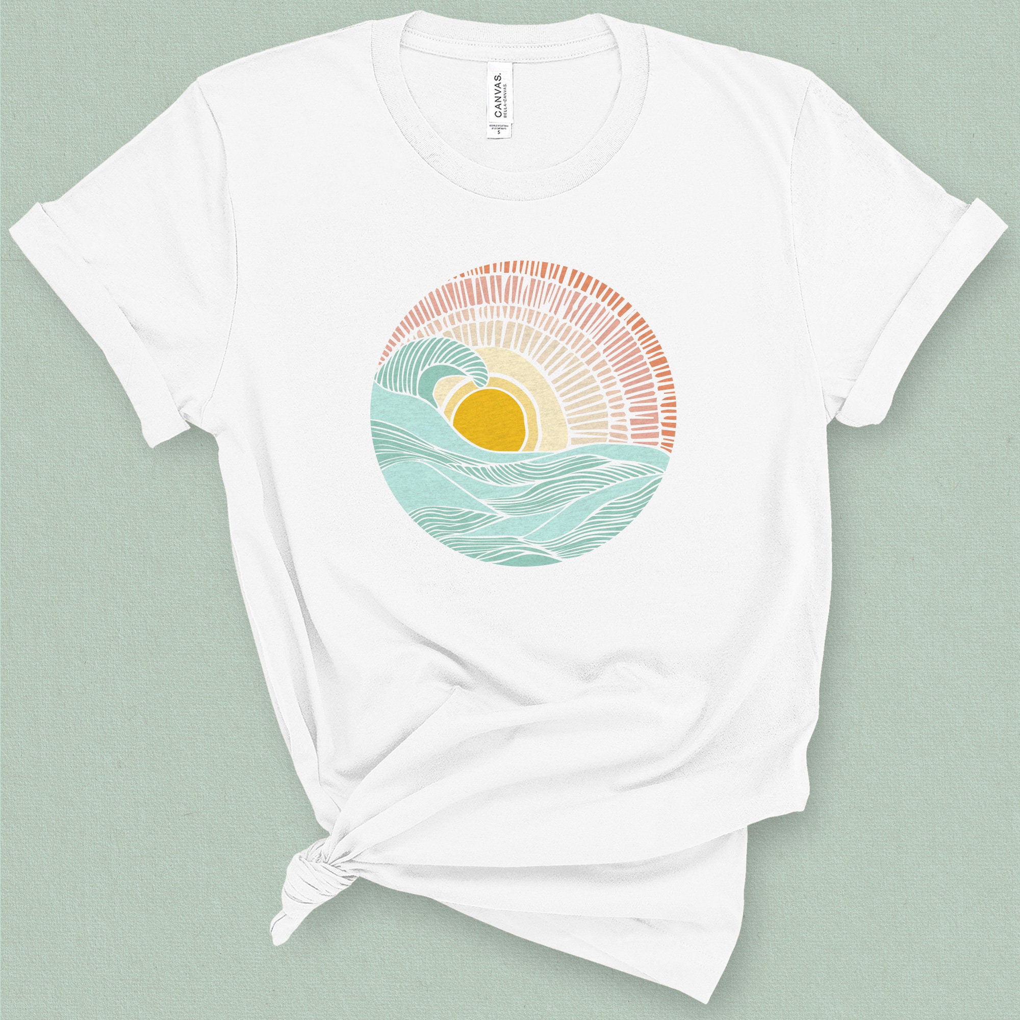 Barrel Wave Sunset Graphic Tee Surf Inspired, Surfer Girl