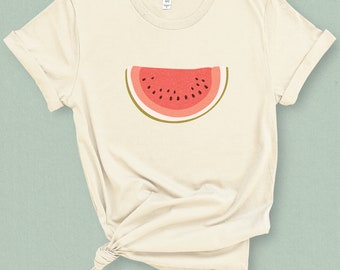 Minimal Watermelon Graphic T-shirt for Women - Fun Retro Summer T-shirt for Her - Graphic Shirt for Teens & Girls - Unisex