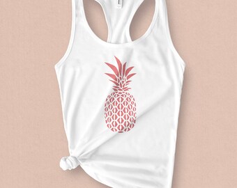 Pink Pineapple Printed Graphic Tank Top for Her - Pineapple Princess - Cool Retro Summer Tank Top for Women & Teens