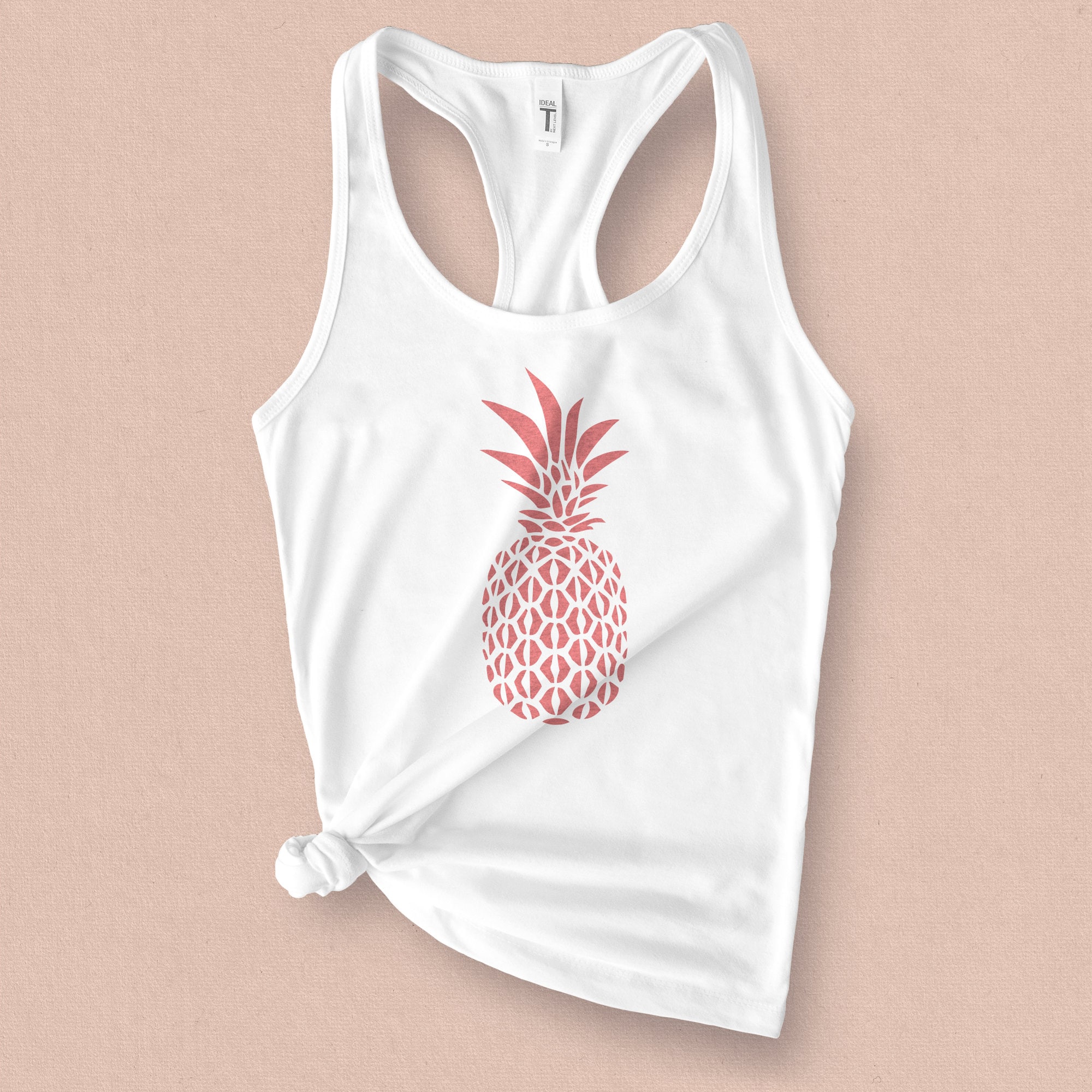 Pink Pineapple Printed Graphic Tank Top for Her - Pineapple