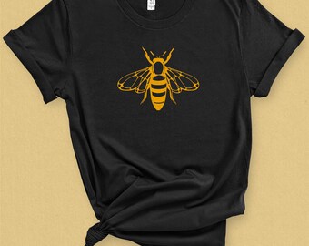 Honey Bee Dam T-shirt - Rädda bina T-shirt Insektskjorta Grafiska T-shirts för kvinnor Gul Humla Bärbar Konst Gåva till henne