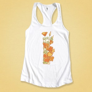 Vintage California Poppy Tank Top: Retro Wildflower Racerback