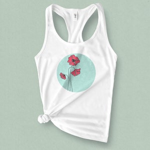 Poppy Graphic Tank Top | Wildflower Shirt | Birth Flower Top | Botanical Tank Top | Plant Lady Gift | Flower Graphic Tee | Trendy Mom Top