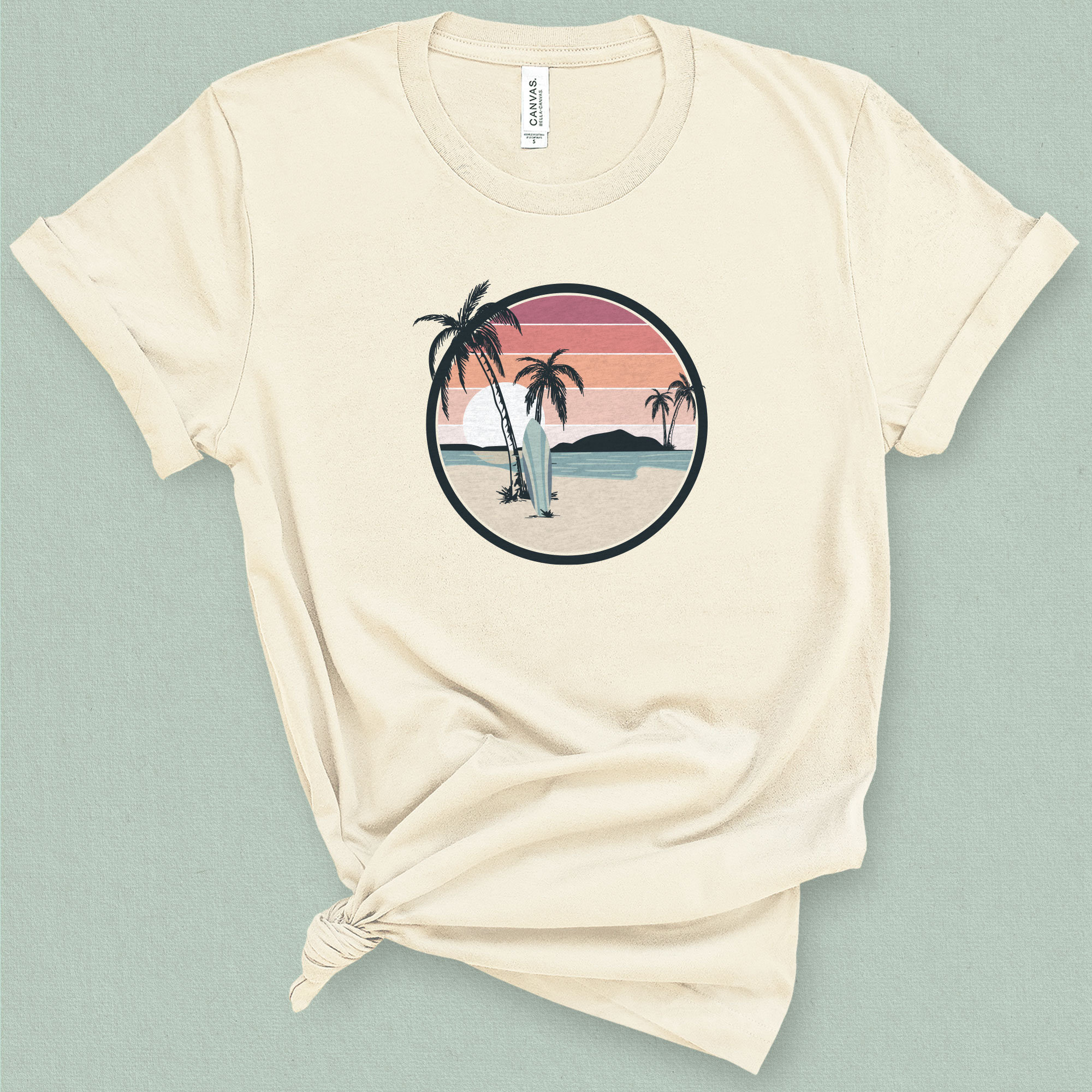 Tシャツ・カットソー SUMMER BEACH COLLAGE GRAPHIC HALF TEE Tropical Beach Shirt | Surfer Graphic Tee | Summer Vibes
