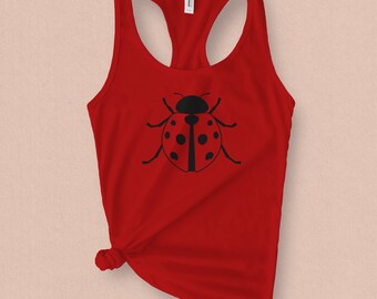 Ladybug Tank Top, Ladybug Gifts for Her, Insect Tank Top, Cute Ladybug Tank Top Cotton, Women Nature Tank Top