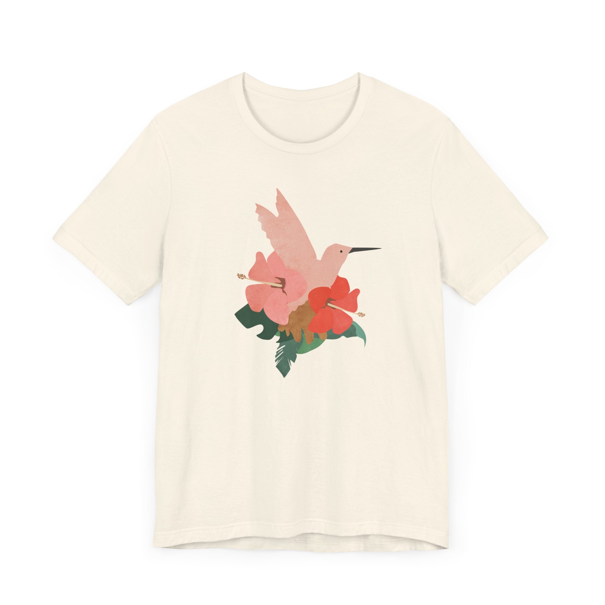 トロピカルハミングバードシャツ：鮮やかな花柄グラフィックTシャツ 