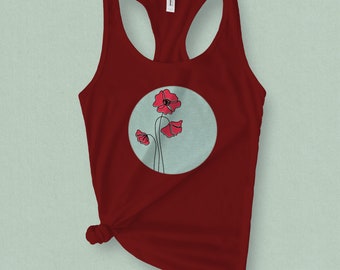 Poppy Graphic Tank Top | Wildflower Shirt | Birth Flower Top