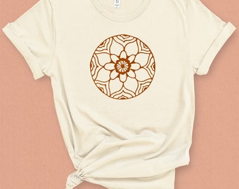 Mandala T-shirt - Boho Shirt for Women Flower Power Shirt Festival Clothing Sacred Geometry Yoga or Meditation Top Graphic Tee