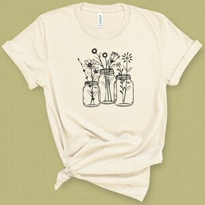 Mason Jar Graphic Tee | Wildflower Shirt | Botanical T-shirt | Gardening Tshirt | Floral Shirt | Spring Shirt