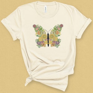 Flower Butterfly Shirt, Botanical Shirt, Garden Shirt, Wildflower Shirt, Gift for Mom