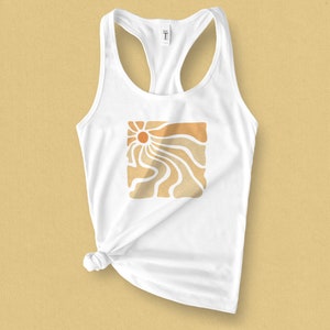 Boho Sun Racerback Tank Top - Groovy Women&#39;s Summer Wear