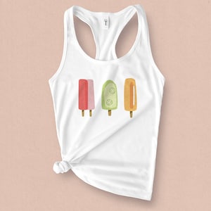 Retro Popsicle Soft cotton Tank Top for women - Cute Popsicle Printed Graphic Tank top for Her - Fun Summer Gift for Teen/Girls