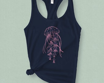 Jellyfish Graphic Tank Top for Women, Under the Sea Tank Top, Nautical Tank Top, Ocean Tank Top, Cute Beach Tank Top for teens