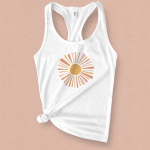 Sun Graphic Tank Top, Soft & Comfy Pastel Tank Top, Boho Tank Top, Sunburst Tank Top, Retro Graphic Tank, Summer Tank Top