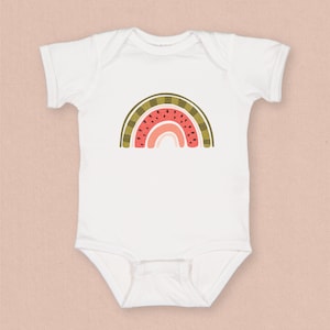 Watermelon Rainbow Graphic Baby Body Suit - Fun Retro Summer Baby Outfits - Graphic Baby Body Suit