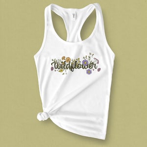 Wildflower Graphic Tank Top, Botanical Tank Top, Boho Tank Top, Vintage Garden Tank Top Cute Summer Tank Top