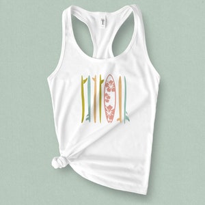 Funky Surfboards Graphic Tank Top - Surf Style Retro Tank Top - Vacation Summer Clothing