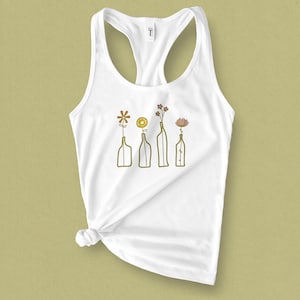 Modern Flowers Tank Top for Women - Graphic Tank Top Minimalist Summer Wear Tank Top Urban Clothing