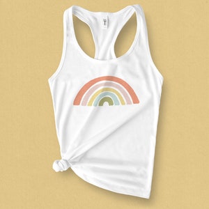 Pastel Rainbow Graphic Tank Top, Retro Rainbow Tank Top, Summer Tank Top, Tank Top for Teens, Gift for Her, Boho Rainbow Tank Top