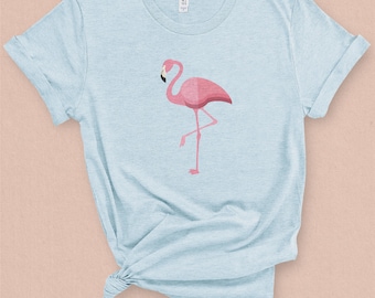 Simple Printed Graphic Flamingo T-shirt for women - Retro Tropical Flamingo Shirt - Summer Shirt for Teens