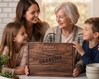 Personalized Cutting Board for Grandma, Custom Engraved Charcuterie Board, Mother’s Day Gift for Mom, Walnut or Bamboo Kitchen Gift