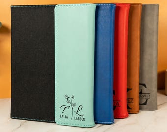 Personalized Graduation Portfolio, Custom Vegan Leather Padfolio with Pen, Engraved Planner Gift for Graduate, College Graduation Gift