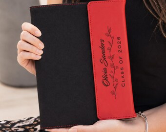 Personalized Graduation Portfolio, Custom Vegan Leather Padfolio with Pen, Engraved Planner Gift for Graduate, College Graduation Gift