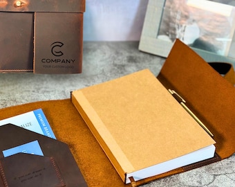 Refillable Leather Journal With Free Pen, Lined or Blank Notebook, Personalized Sketchbook, Custom Diary
