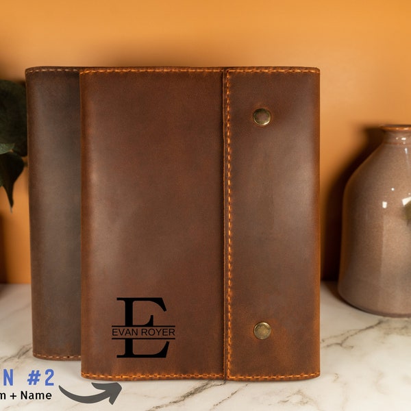Leather Journal, Refillable + Comes with Pen, A5 size Personalized Hand-stitched Refillable Leather Cover, Gratitude Journal, Bullet Journal