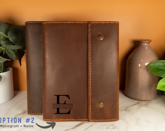 Leather Journal, Refillable + Comes with Pen, A5 size Personalized Hand-stitched Refillable Leather Cover, Gratitude Journal, Bullet Journal