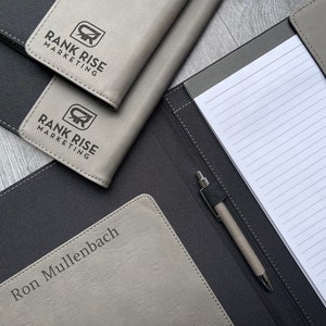 Engraved Vegan Leather Executive Portfolio with Notepad: Corporate Gift