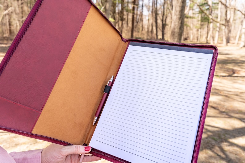 Leather Padfolio With Zipper Custom Portfolio With Zipper Etsy