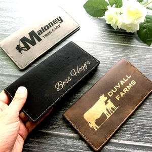 Personalized Checkbook Cover, Customized Leather Checkbook, Engraved Vegan Leather Cover, Gift For Him, Gift For Her, Mother's Day gift