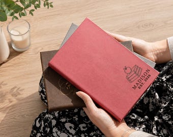 Personalized College Journal, Custom Leather Notebook, Back to School Gift for Student, Teacher Gift, Engraved School Notebook