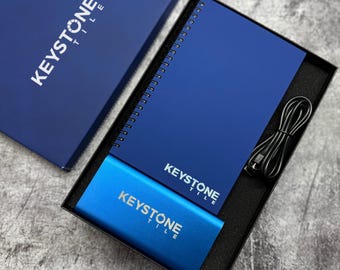 Custom Engraved Gift Set, Knife Power Bank Journal Pen, Personalized Gifts for Him or Her, Logo or Name, Red or Blue Gift Box Set