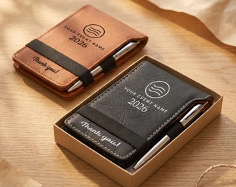 Custom Logo Mini Notepad with Pen in Bulk, Engraved Pocket Notebook, Employee Appreciation Gift, Conference Giveaway, Team Gifts