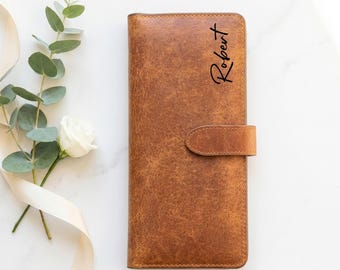 Personalized Leather Checkbook Cover, Custom Engraved Checkbook Wallet for Men, Fathers Day Gift for Him, Dad Husband Grandpa Gift