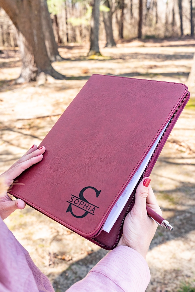 Leather Padfolio With Zipper Custom Portfolio With Zipper Etsy