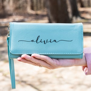 Personalized Gifts for Mom, Women's Wallet, Mothers Day Gift, Vegan Leather Wallet, Clutch Wallet
