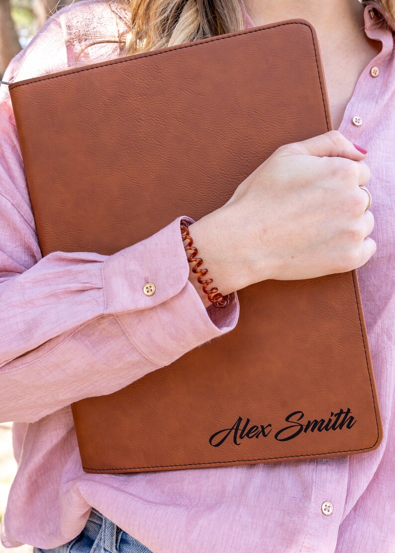 Leather Padfolio With Zipper Custom Portfolio With Zipper Etsy