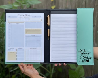 Personalized Portfolio with Pen + Weekly or Daily Planner, Entrepreneurs Gift, Refillable Business Padfolio, Graduation Gift, Corporate Gift