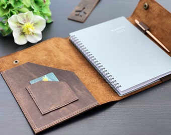 2023-2024 Planner, Leather Planner Cover + Free Planner, Refillable Leather Planner, Personalized Planner, Christmas Gift, Business Gift
