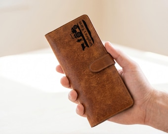 Custom Engraved Leather Checkbook Cover for Men, Personalized Checkbook Holder Wallet, Gift for Dad Husband Grandpa, Fathers Day Gift