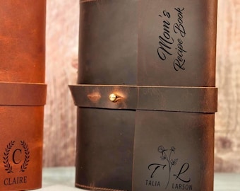 Personalized Leather Recipe Book: Engraved Family Cookbook Gift Set