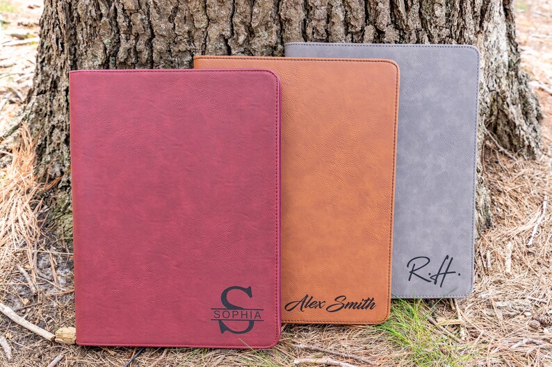 Leather Padfolio With Zipper Custom Portfolio With Zipper Etsy