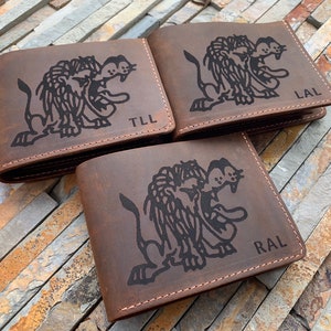 Juego de 3 billeteras de cuero, obsequios para padrinos de boda, billetera personalizada, billetera de cuero de grano completo hecha a mano, obsequios para padres, obsequio para abuelos