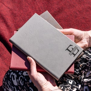 Customizable Vegan Leather Journal, Personalized Monogram & Initials Engraving, Elegant Handcrafted Notebook for Writing, Sketching Gift