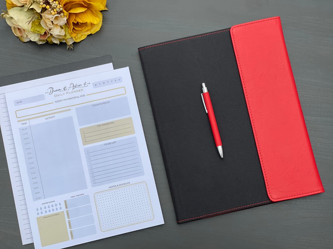 Daily Planner Gift Set Personalized Refillable Portfolio Etsy