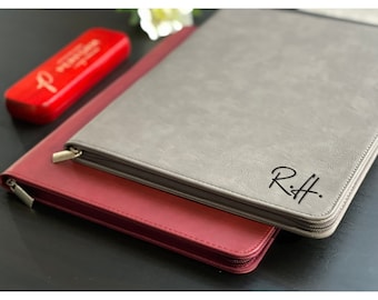 Leather Padfolio with Zipper, Custom Portfolio with zipper, Personalized Business Portfolio, Vegan Leather